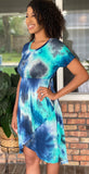 Teacher Blues Tie Dye Wrap Dress