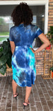 Teacher Blues Tie Dye Wrap Dress