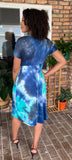 Teacher Blues Tie Dye Wrap Dress
